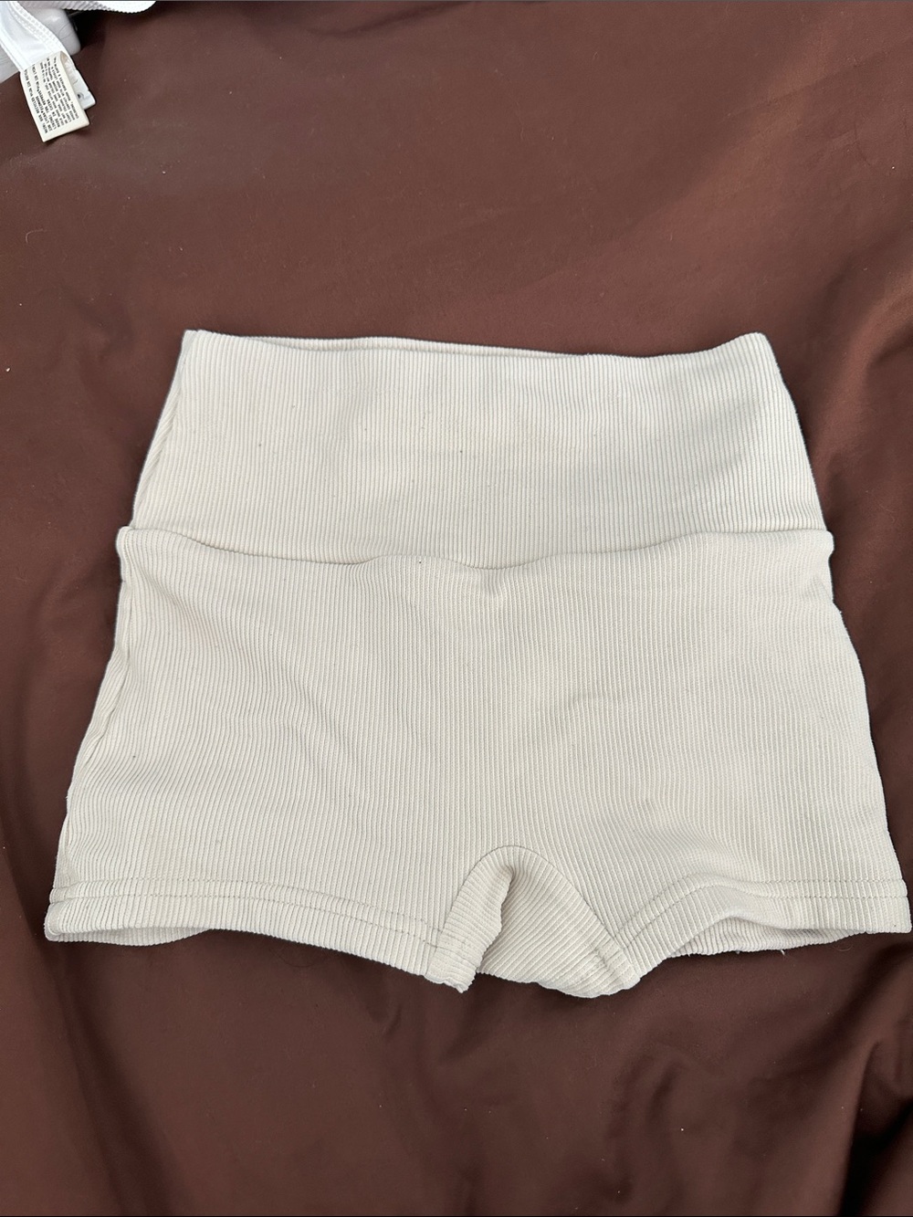 Zulu & Zephyr Ribbed High-Waist Shorts in Cream